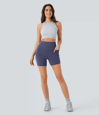 Halara UltraSculpt™ High Waisted Scrunch Butt Lifting Tummy Control Pocket Shaping Workout Biker Shorts 5''