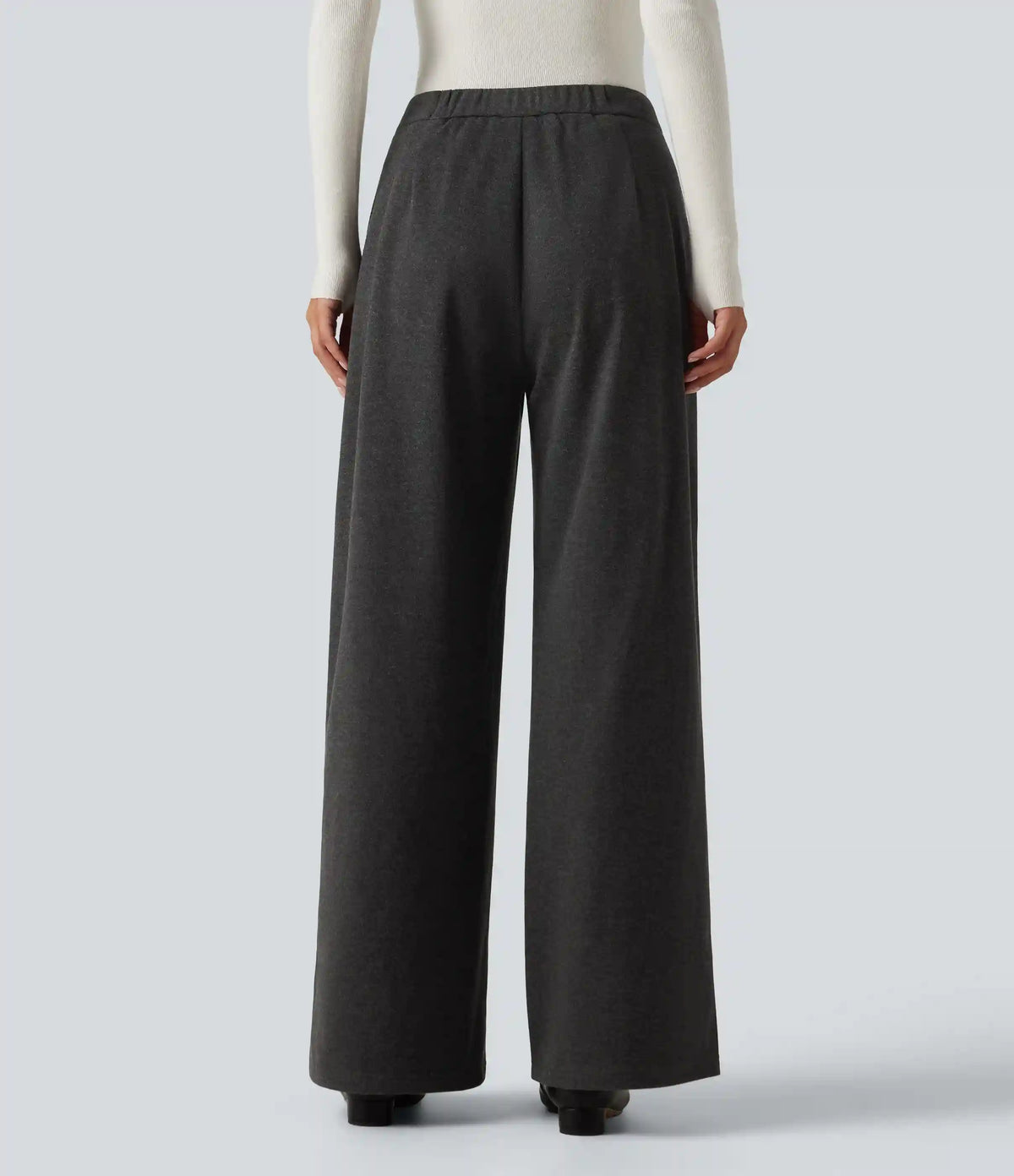 High Waisted Wide Leg Work Pants with Pockets