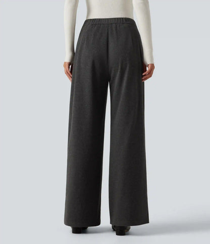 High Waisted Wide Leg Work Pants with Pockets
