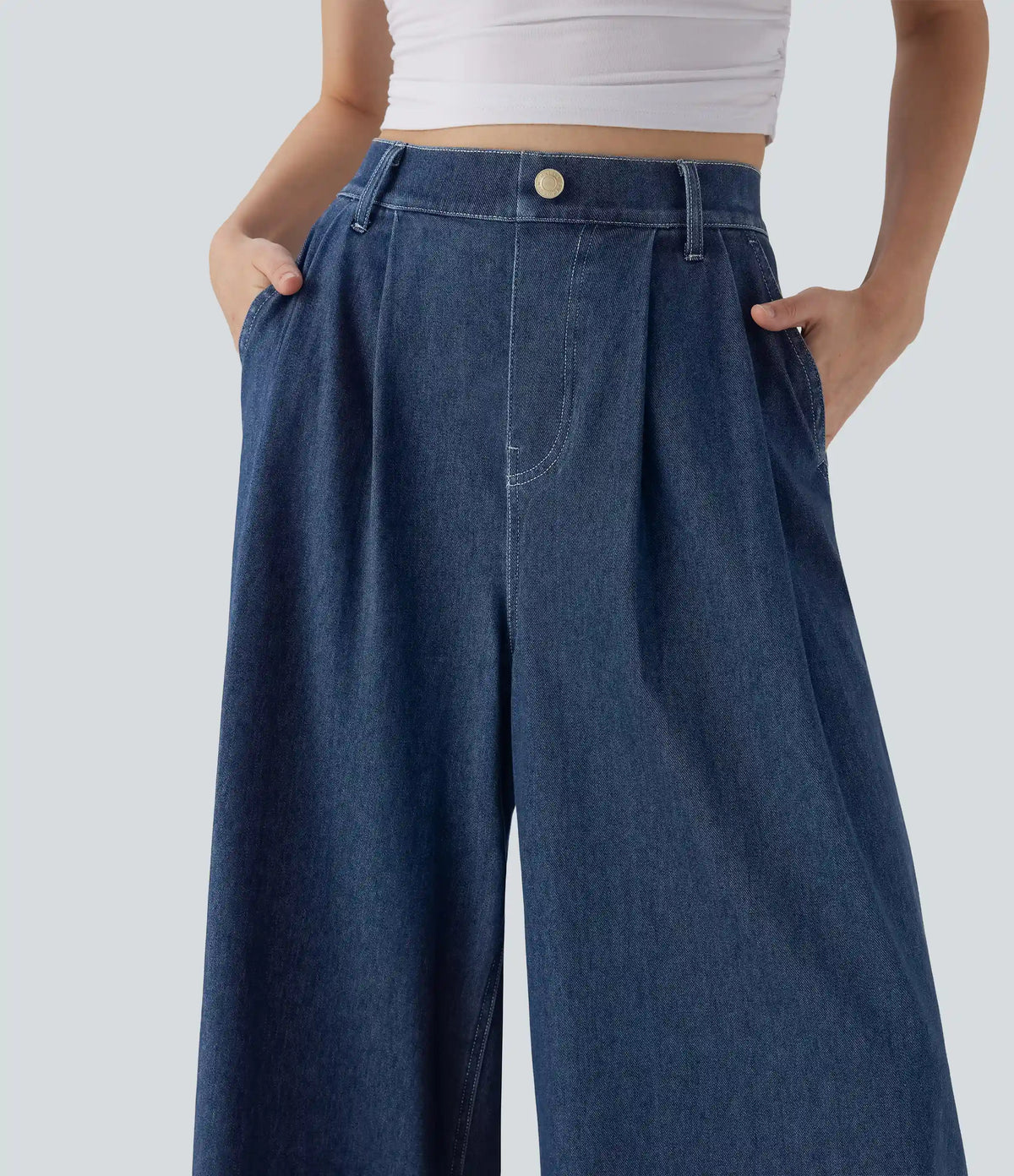 Halara Flex™ High Waisted Wide leg InstantCool Denim Casual Jeans with Pockets