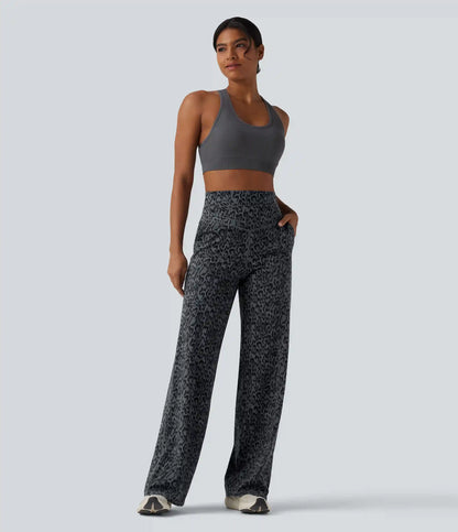 Halara UltraSculpt™ Leopard Print High Waisted Tummy Control Straight Leg Yoga Pants with Pockets