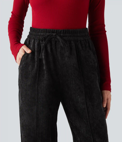 High Waisted Drawstring Baggy Casual Pants with Pockets