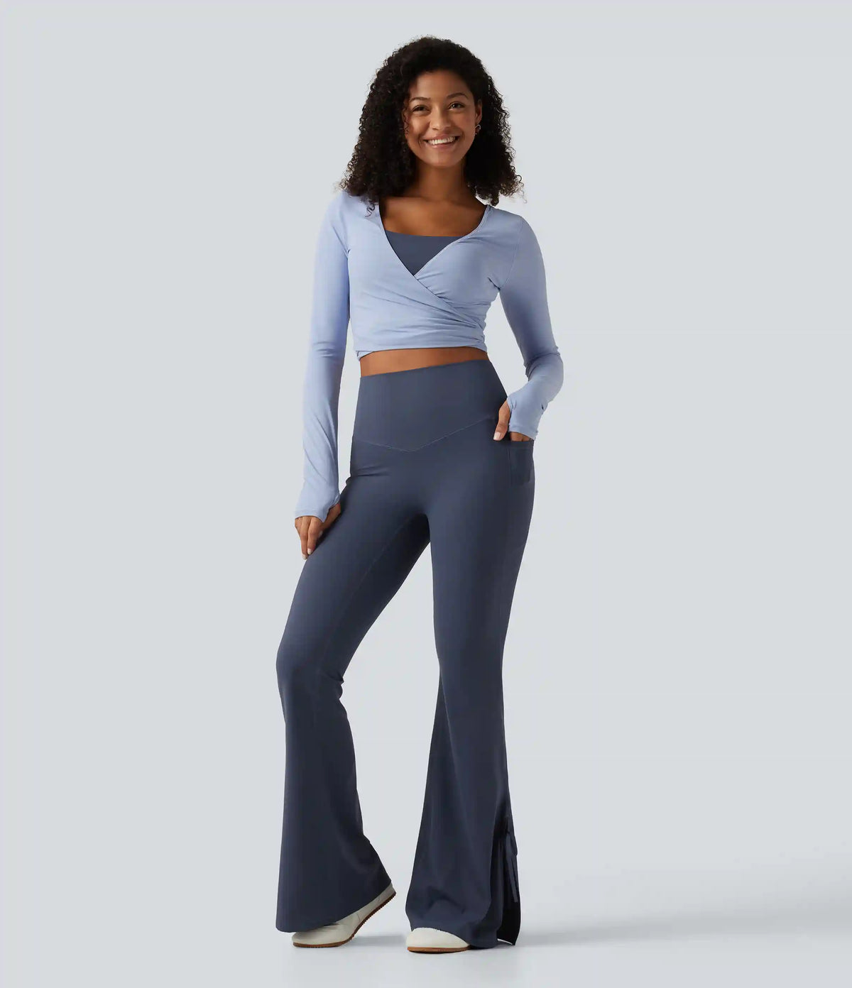 Halara UltraSculpt™ High Waisted Lace Up Flare Yoga Leggings with Pockets