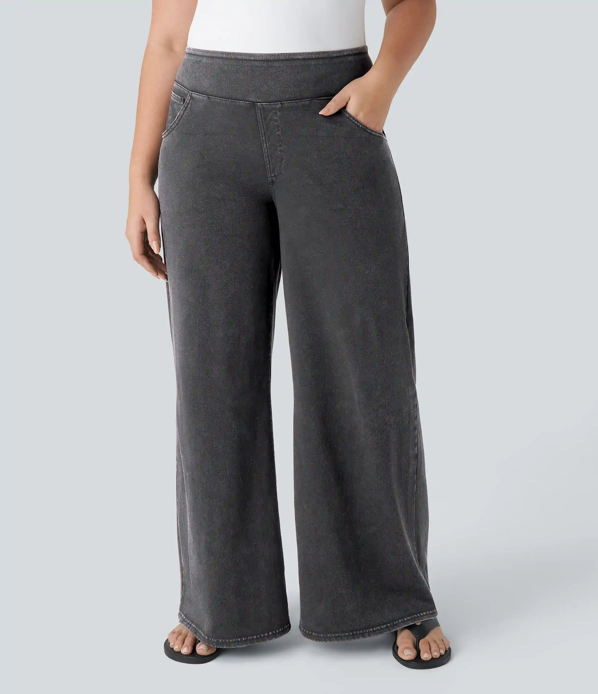Halara Flex™ High Waisted Pockets Baggy Wide Leg Loose Casual Plus Size Jeans