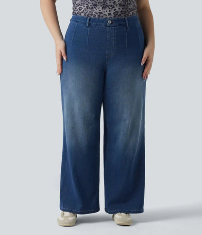 Halara Flex™ Plus Size High Waisted Tummy Control Wide Leg Casual Jeans with Pockets