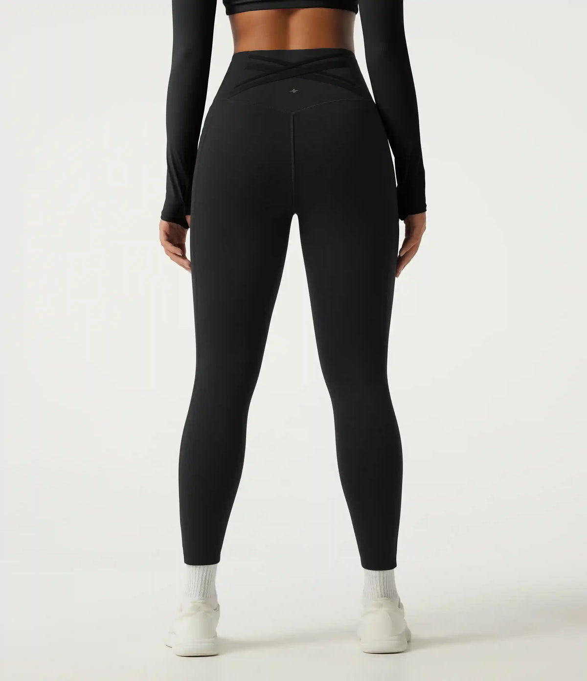 Halara Ultrasculpt™ Extra Heat High Waisted Tummy Control Crossover Back Fleece Running Leggings with Pockets