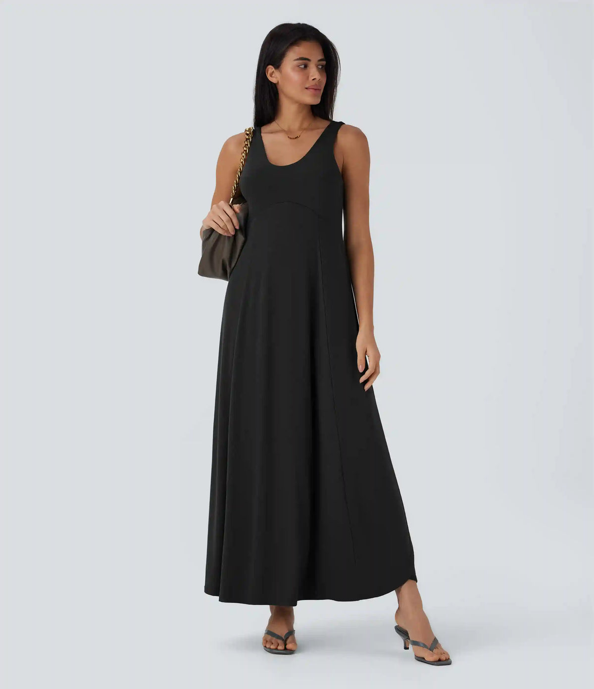 U Neck Flowy Maxi Casual Tank Dress