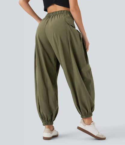 High Waisted Flap Pockets Casual Cargo Joggers