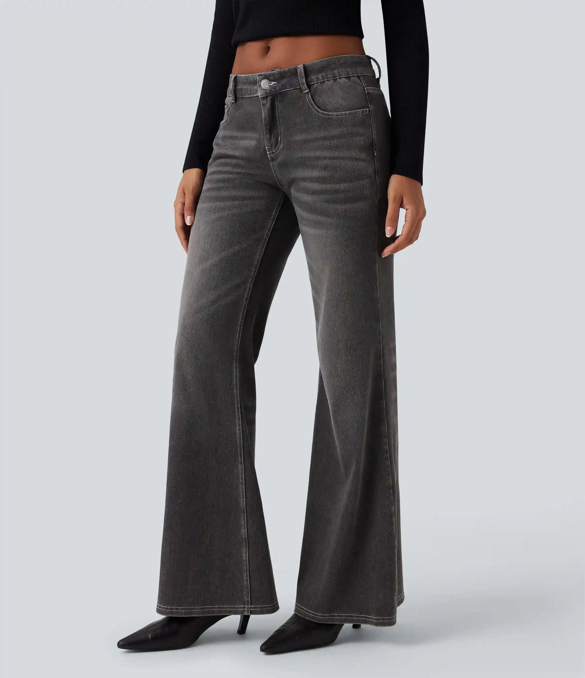 Halara Flex™ Low Rise Flare Washed Casual Jeans with Pockets