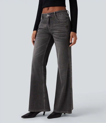 Halara Flex™ Low Rise Flare Washed Casual Jeans with Pockets