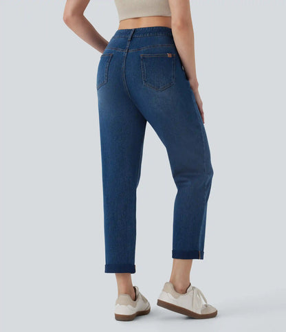 Halara Flex™ Mid Rise Straight Leg Washed Casual Jeans with Pockets