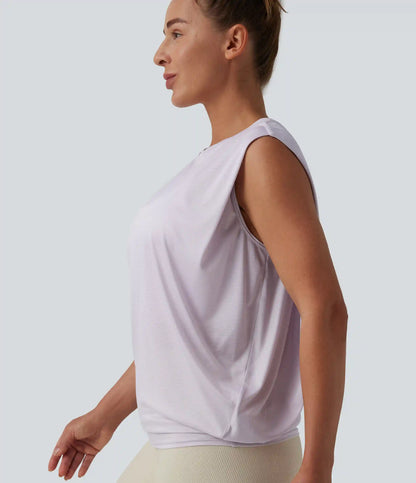 Round Neck Ruched Workout Tank Top