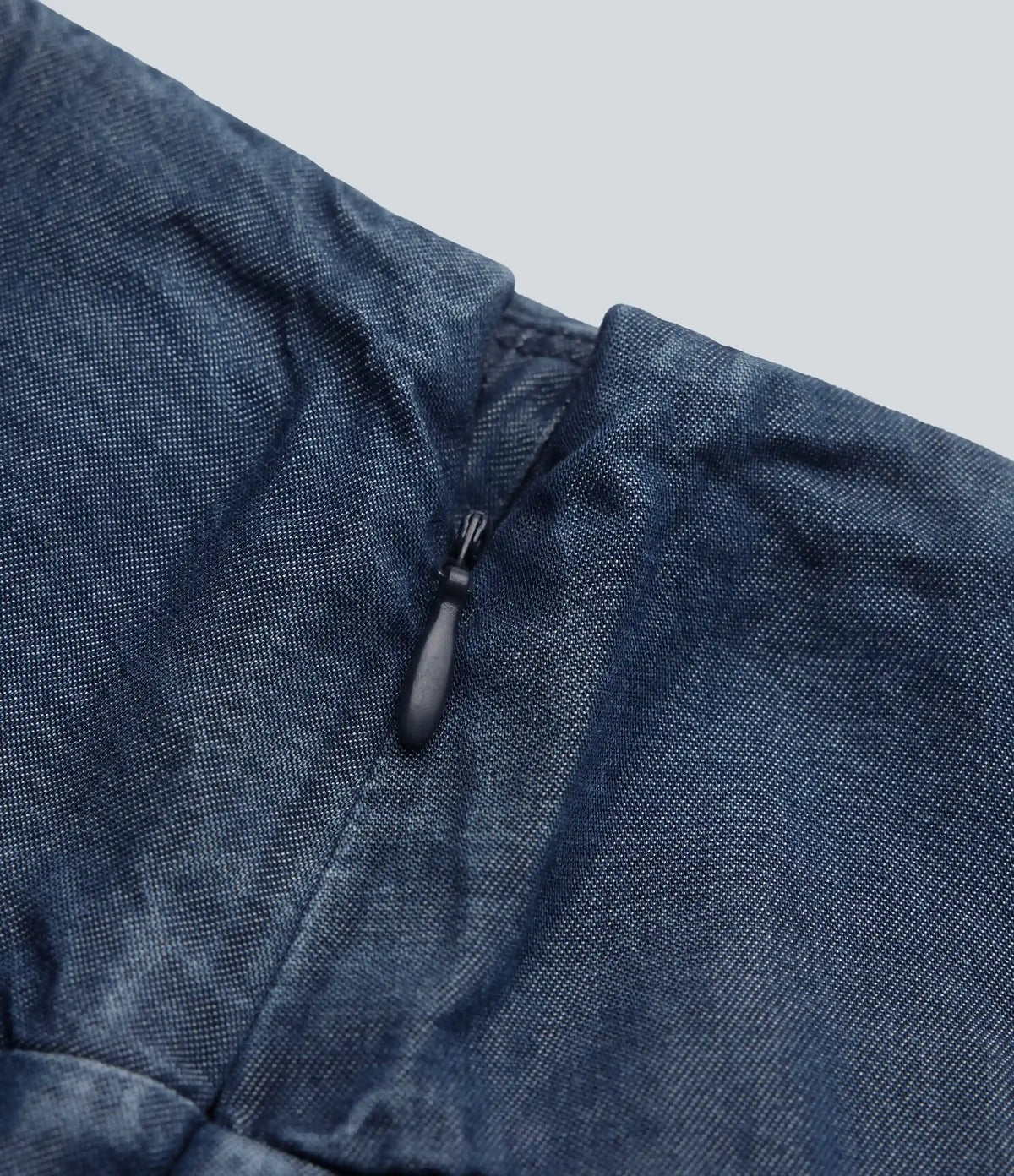 High Waisted Invisible Zipper Asymmetric Hem Midi Draped Lyocell Denim Casual Flowy Skirt with Pockets