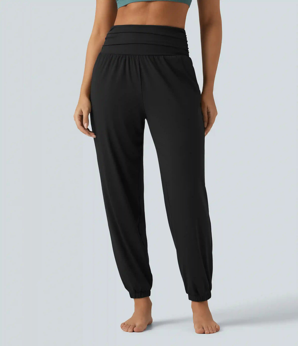 High Waisted Ruched Running Joggers with Pockets