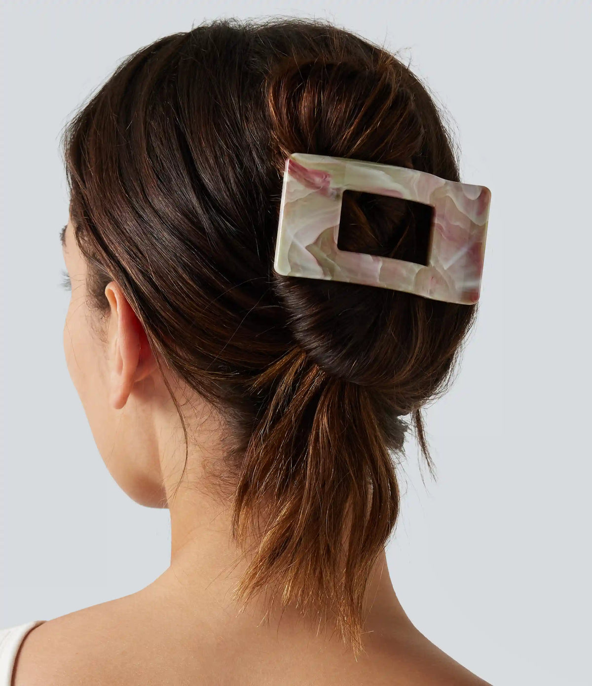 Marble-Patterned Flat Hair Clip