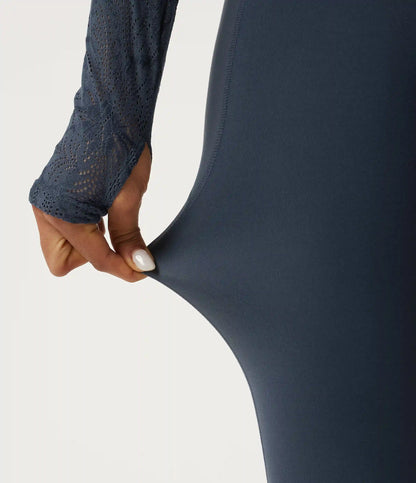Halara UltraSculpt™ Mid Rise Drawstring Contrast Lace Flare Yoga Leggings with Pockets