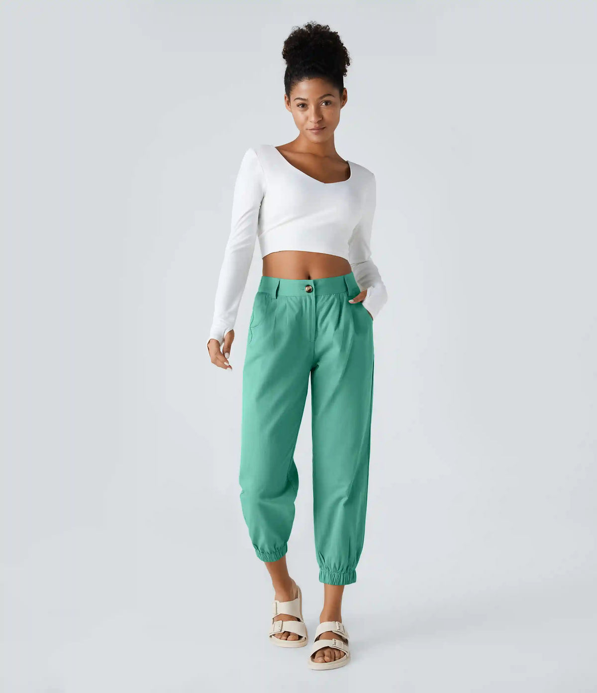 Mid Rise Casual Joggers with Pockets