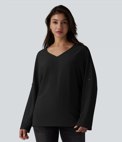 Wrinkle Recovery V Neck Long Sleeve Work Blouse