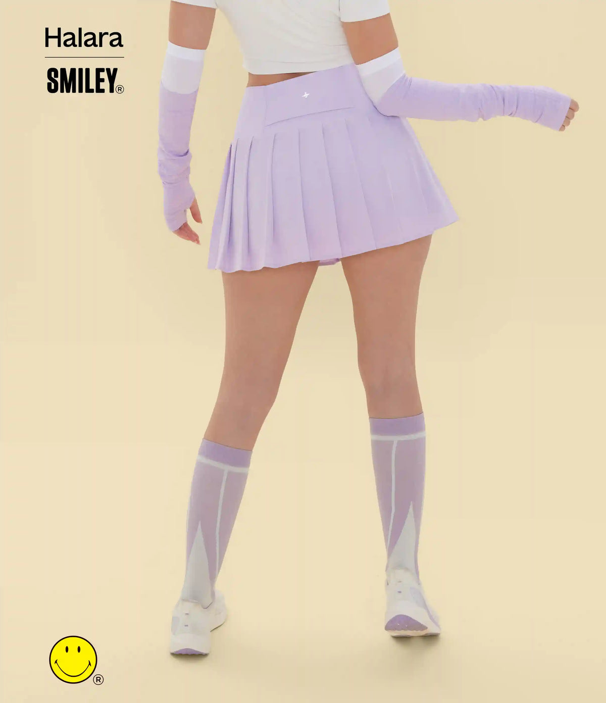 Halara X Smiley® Breezeful™ High Waisted Pleated 2-in-1 Asymmetric Hem Quick Dry Mini Dance Skirt with Pockets