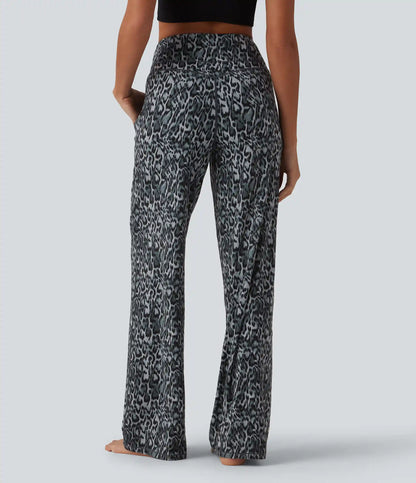 Halara UltraSculpt™ Leopard Print High Waisted Tummy Control Straight Leg Yoga Pants with Pockets