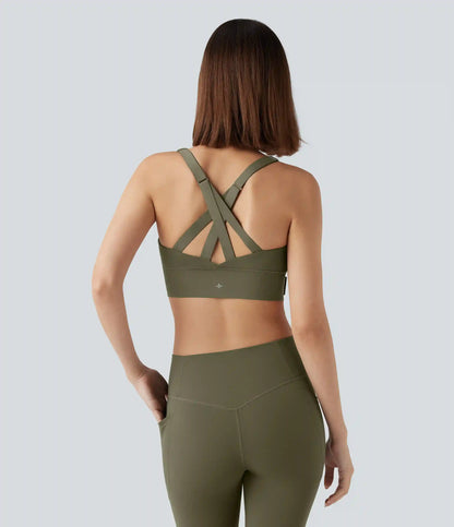 SpeedWave™ Medium Support Push Up Zipper Adjustable Buckle Quick Dry Running Sports Bra