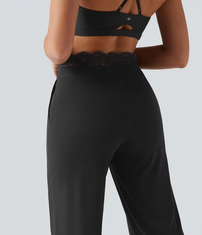 Halara UltraSculpt™ High Waisted Contrast Lace Tummy Control Straight Leg Yoga Pants with Pockets