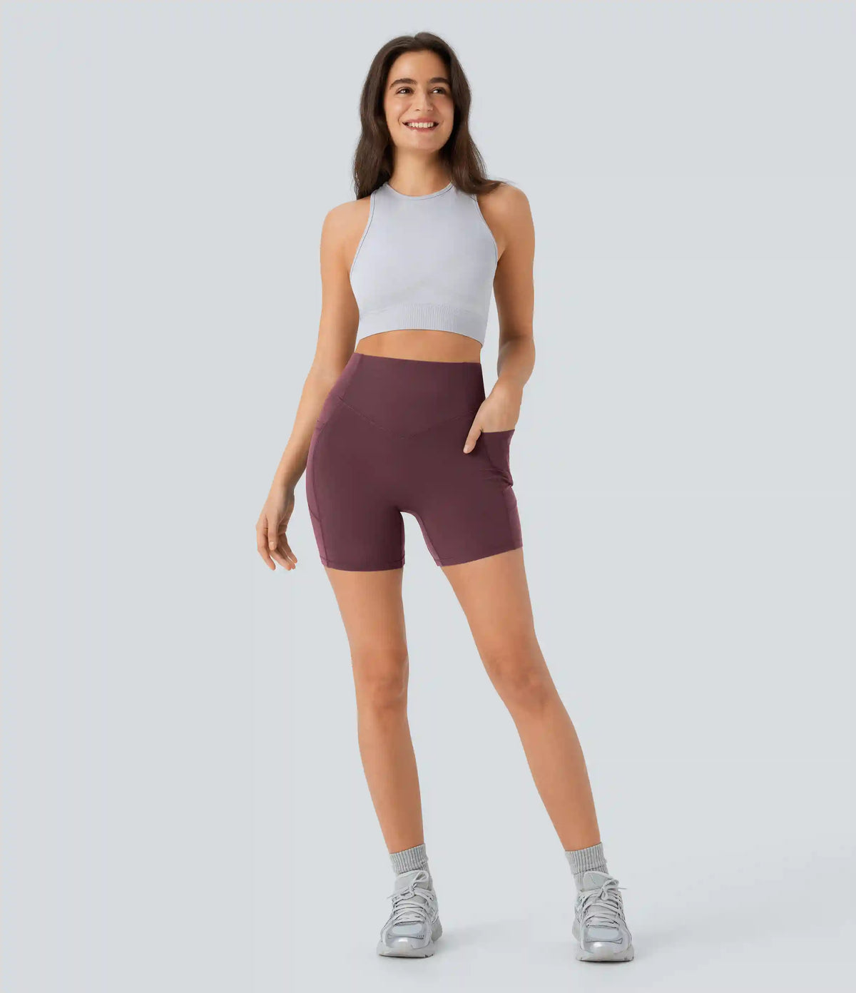 Halara UltraSculpt™ High Waisted Scrunch Butt Lifting Tummy Control Pocket Shaping Workout Biker Shorts 5''