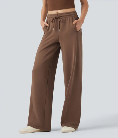 SpacerTek™ Mid Rise Drawstring Casual Straight-leg Pants with Pockets