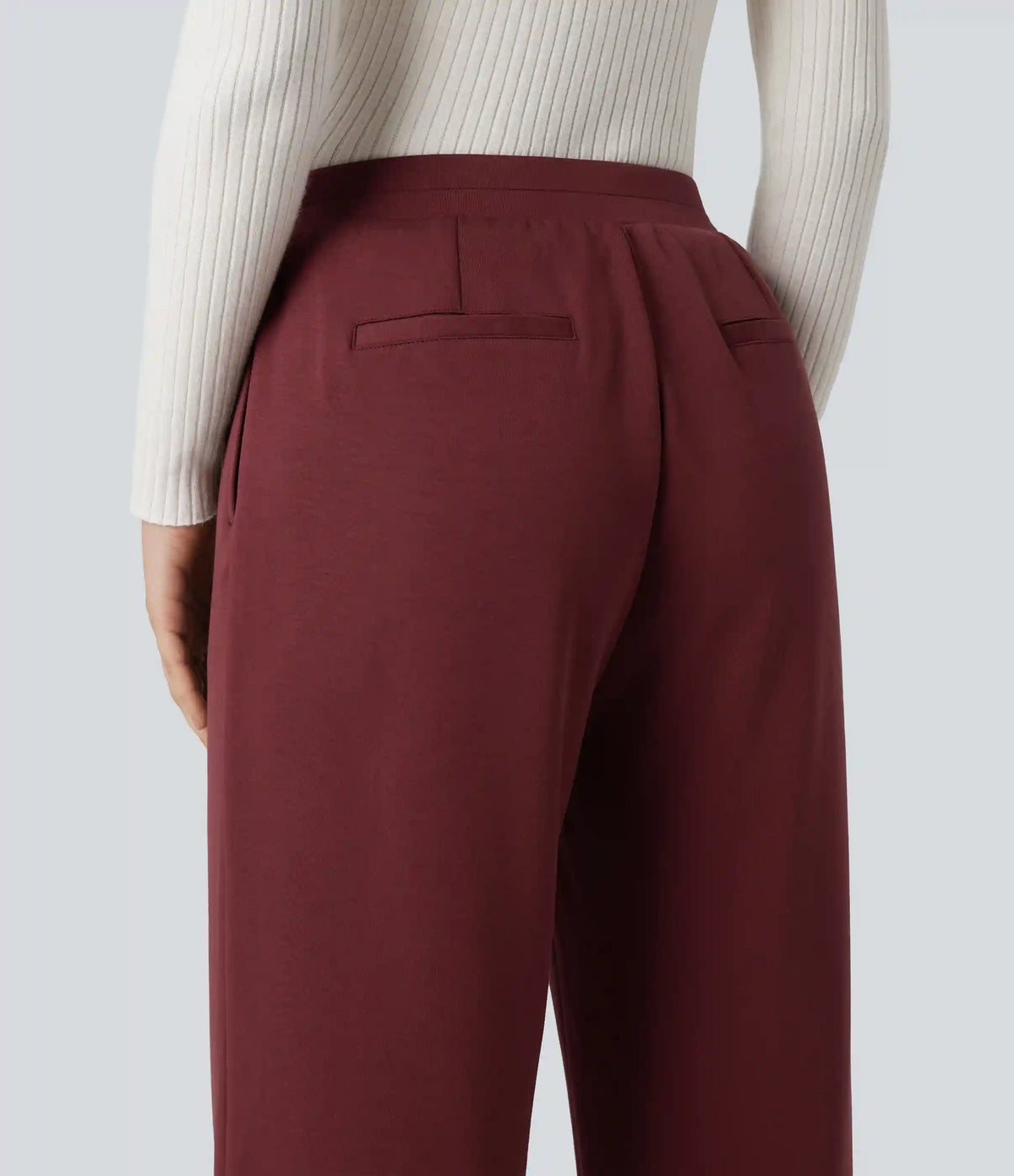 High Waisted Straight Leg Work Pants with Pockets