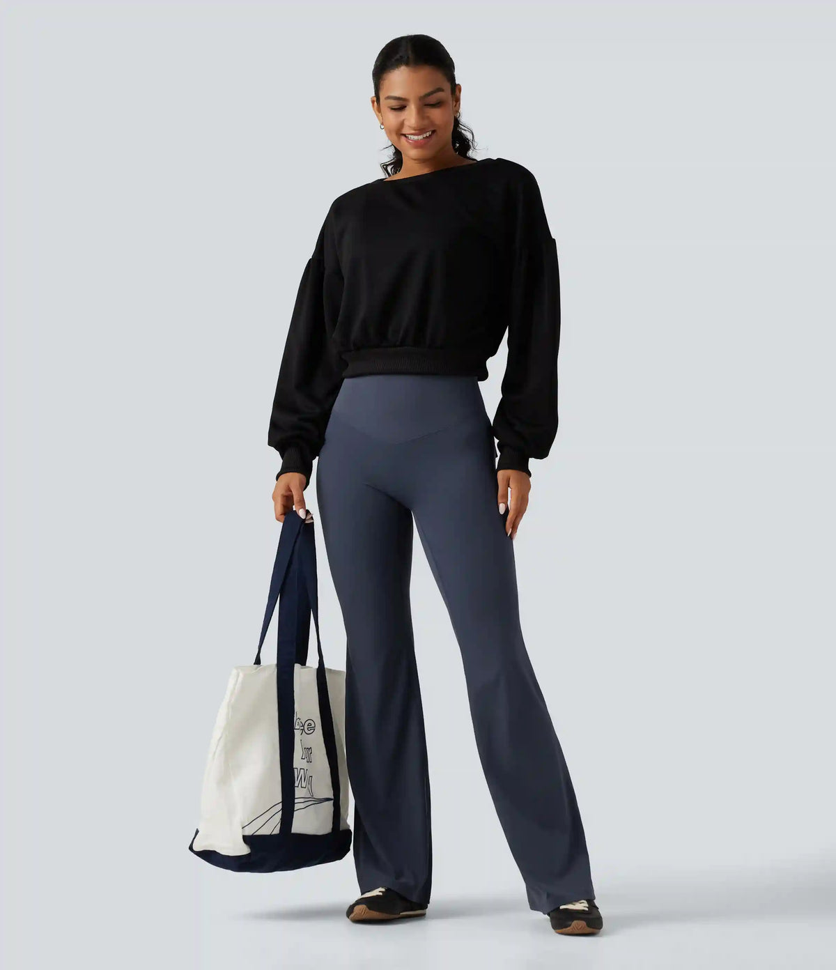 Halara UltraSculpt™ High Waisted Tummy Control Ruched Flare Yoga Leggings with Pockets