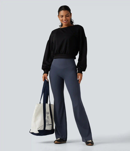Halara UltraSculpt™ High Waisted Tummy Control Ruched Flare Yoga Leggings with Pockets