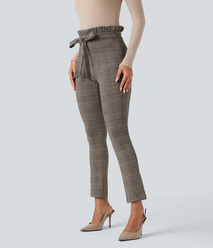 Halara Flex™ Paper Bag High Waisted Tie Houndstooth Plaid Work Skinny Pants with Pockets