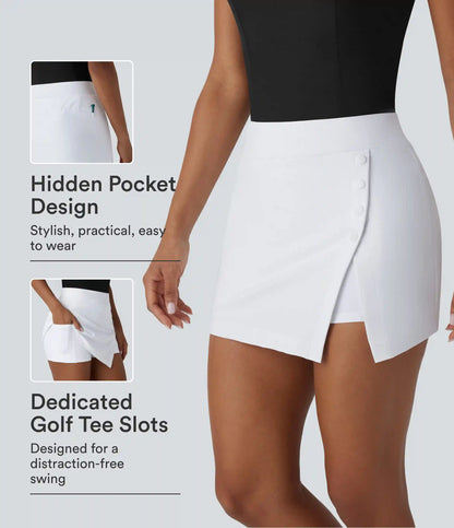 High Waisted Decorative 2-in-1 Pocket Quick Dry Mini Golf Skirt-Golf Tee Pocket-UPF40+