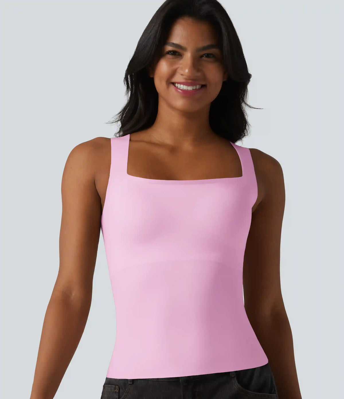 Square Neck Built-in Bra Casual Tank Top B-E Cups