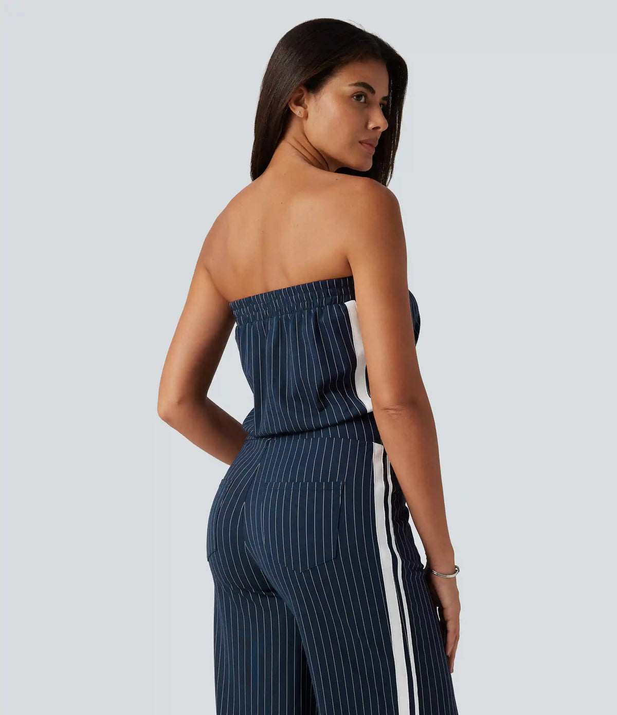 Tube Side Stripe InstantCool Straight Leg Casual Jumpsuit with Pockets-Easy Peezy Edition