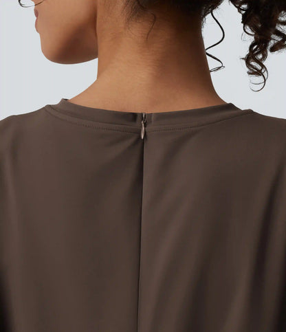 Round Neck Sleeveless Tie-front Cool Touch Casual Romper with Pockets-Easy Peezy-UPF50+