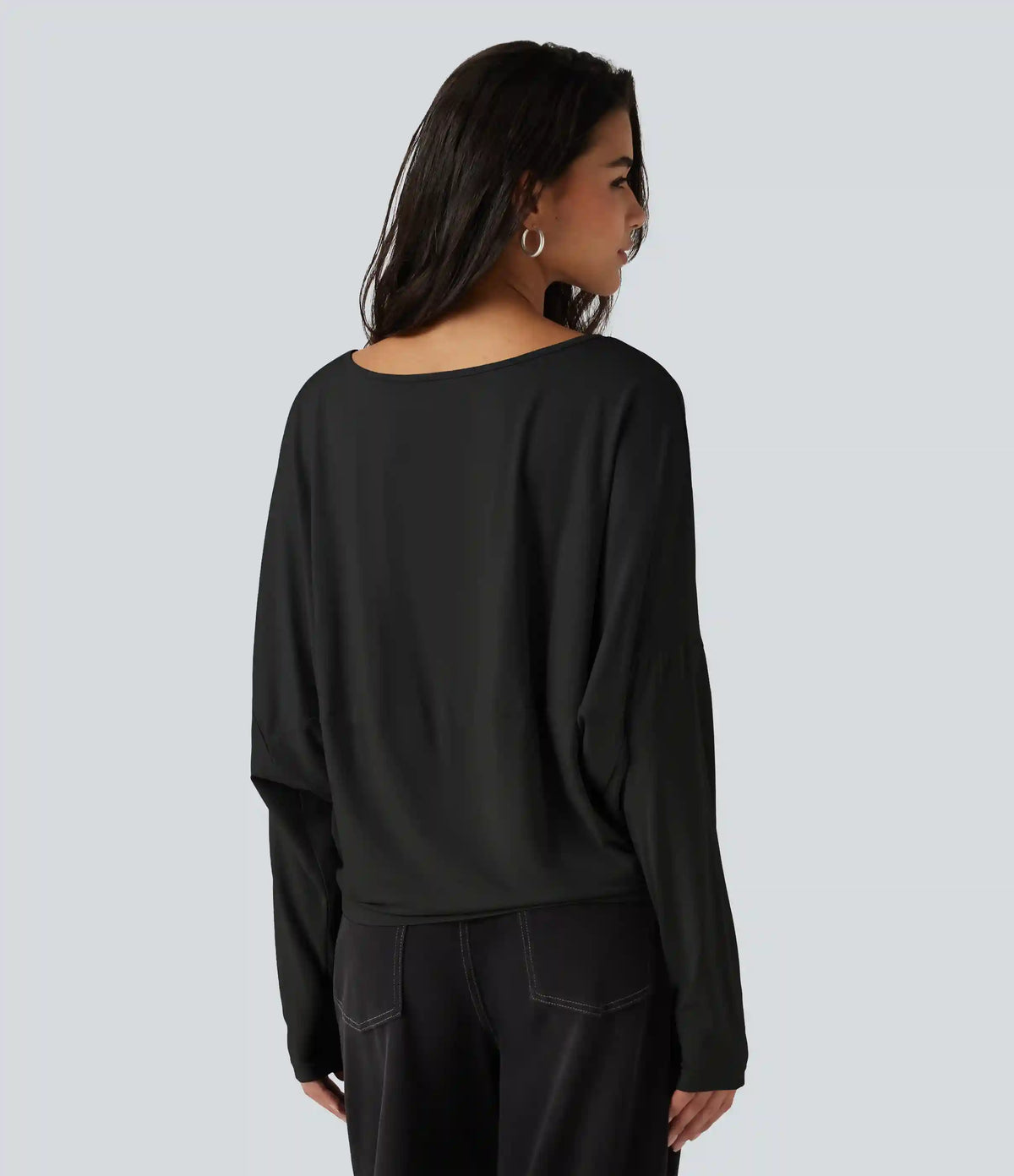 Round Neck Long Sleeve Relaxed Casual Top
