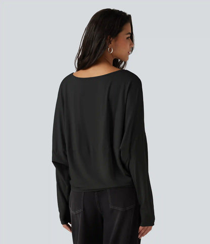 Round Neck Long Sleeve Relaxed Casual Top