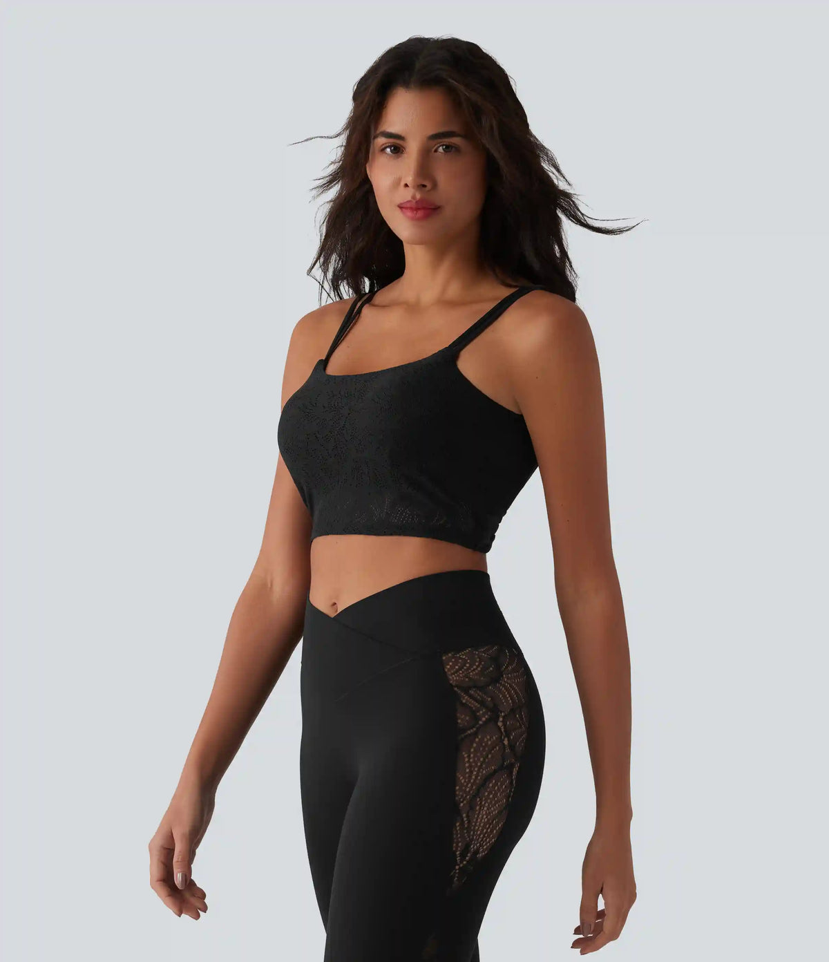 SoftlyZero™ U Neck Lace Cropped Yoga Tank Top