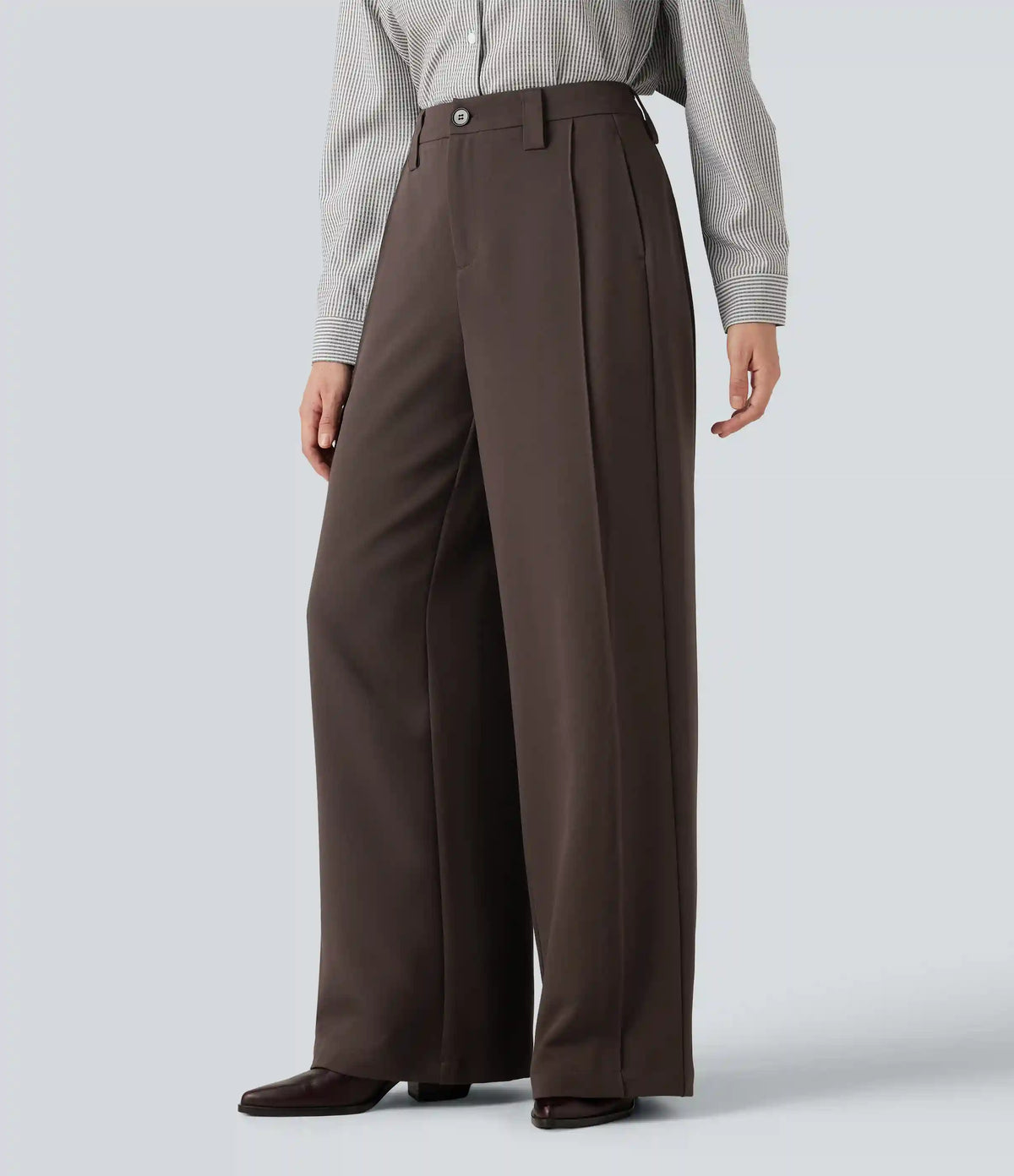 High Waisted Wide Leg Work Pants with Pockets