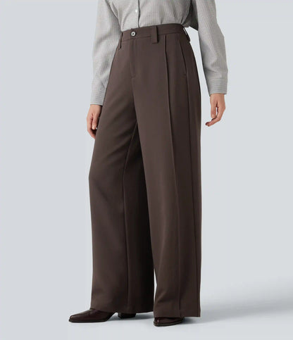High Waisted Wide Leg Work Pants with Pockets