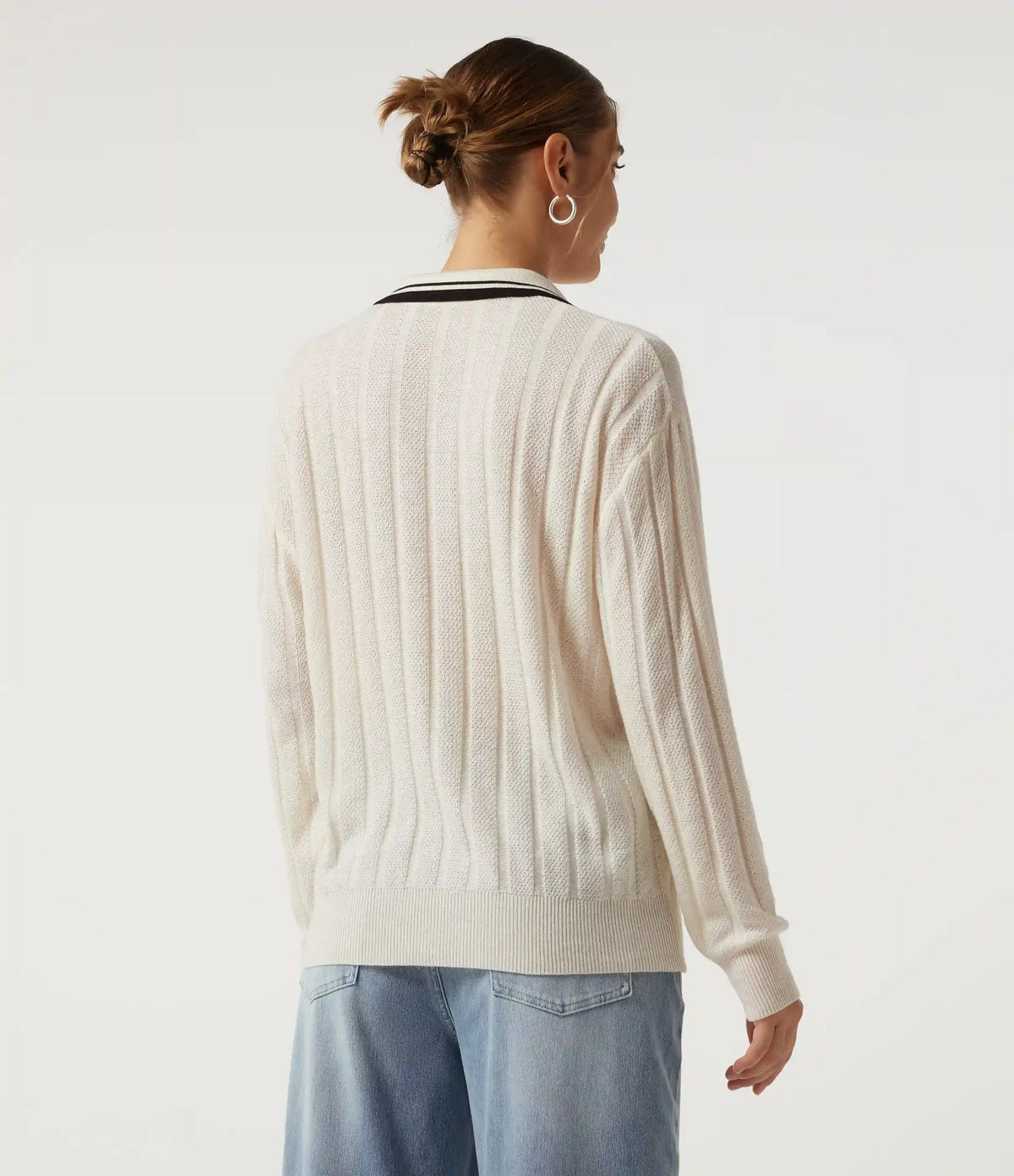 Long Sleeve Color Block Work Sweater