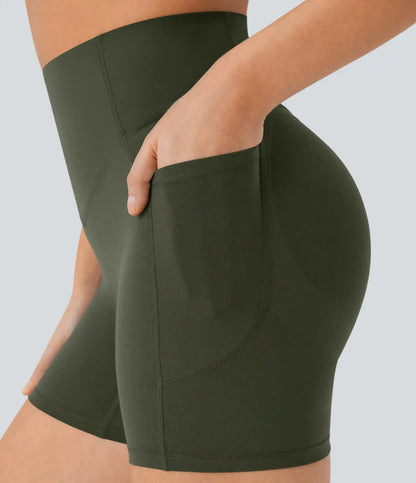 Halara UltraSculpt™ High Waisted Scrunch Butt Lifting Tummy Control Pocket Shaping Workout Biker Shorts 5''