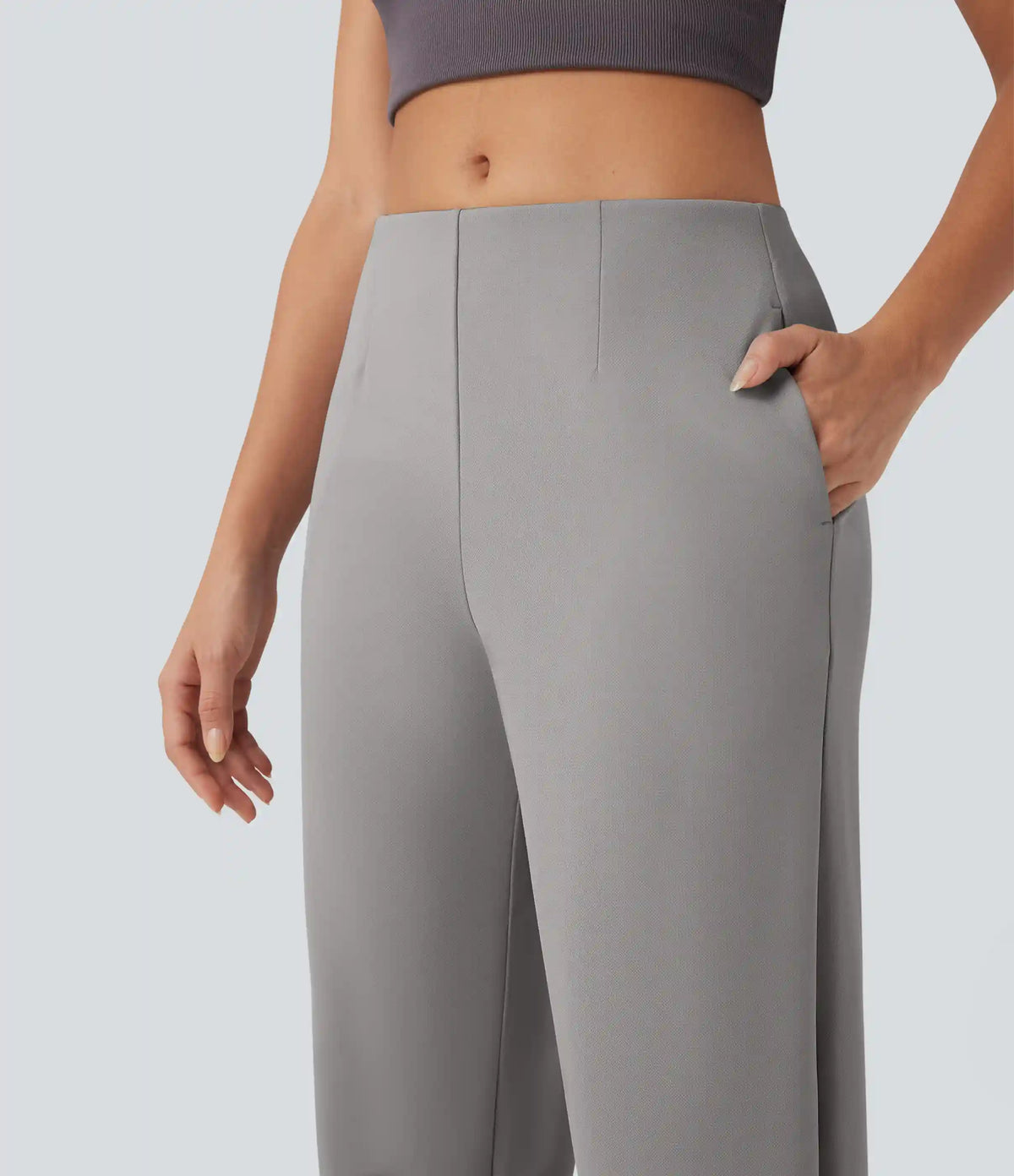 Halara Flex™ Mid Rise Tapered Crepe Work Pants with Pockets