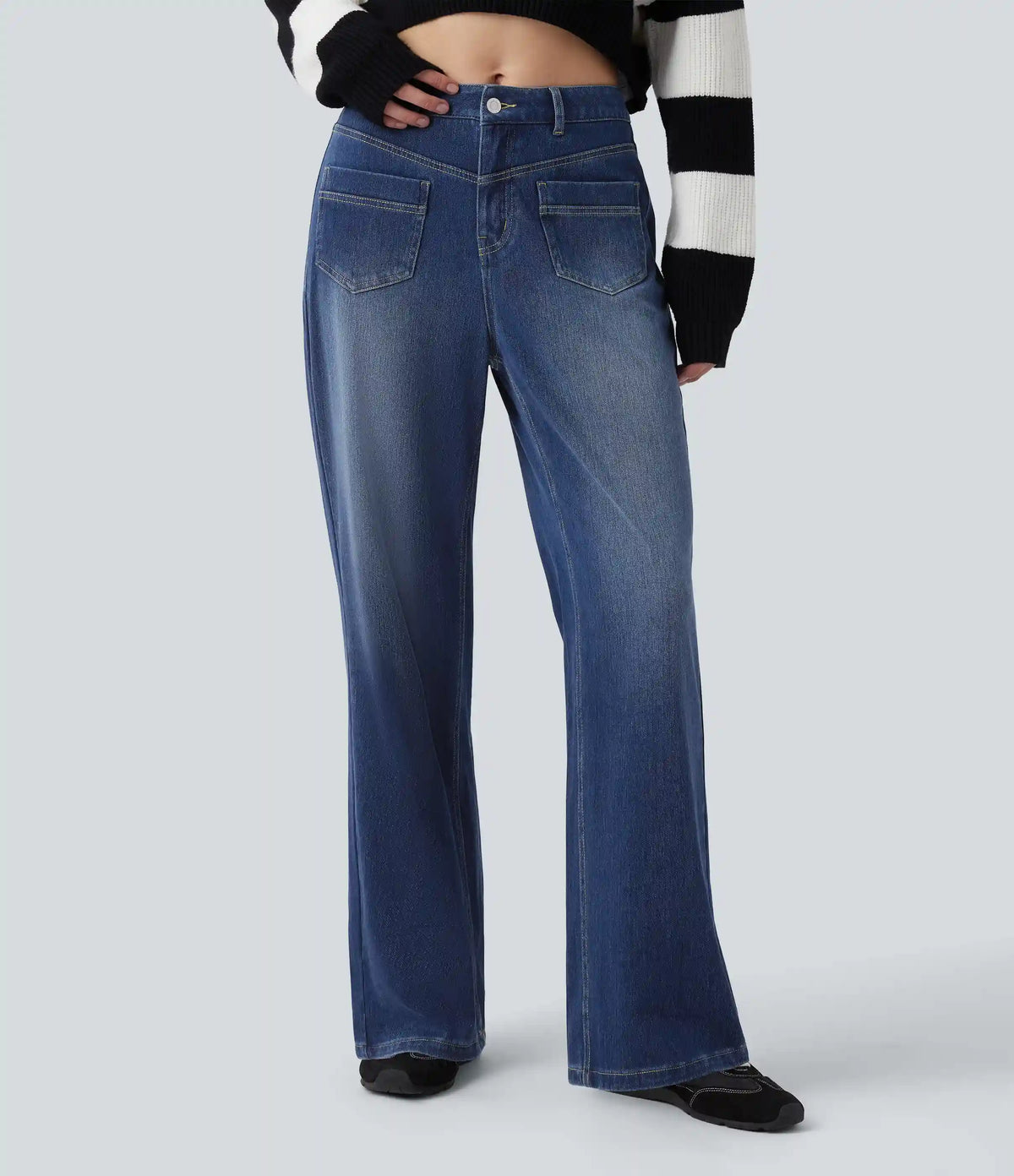 Halara Flex™ Mid Rise Straight Leg Casual Jeans with Pockets