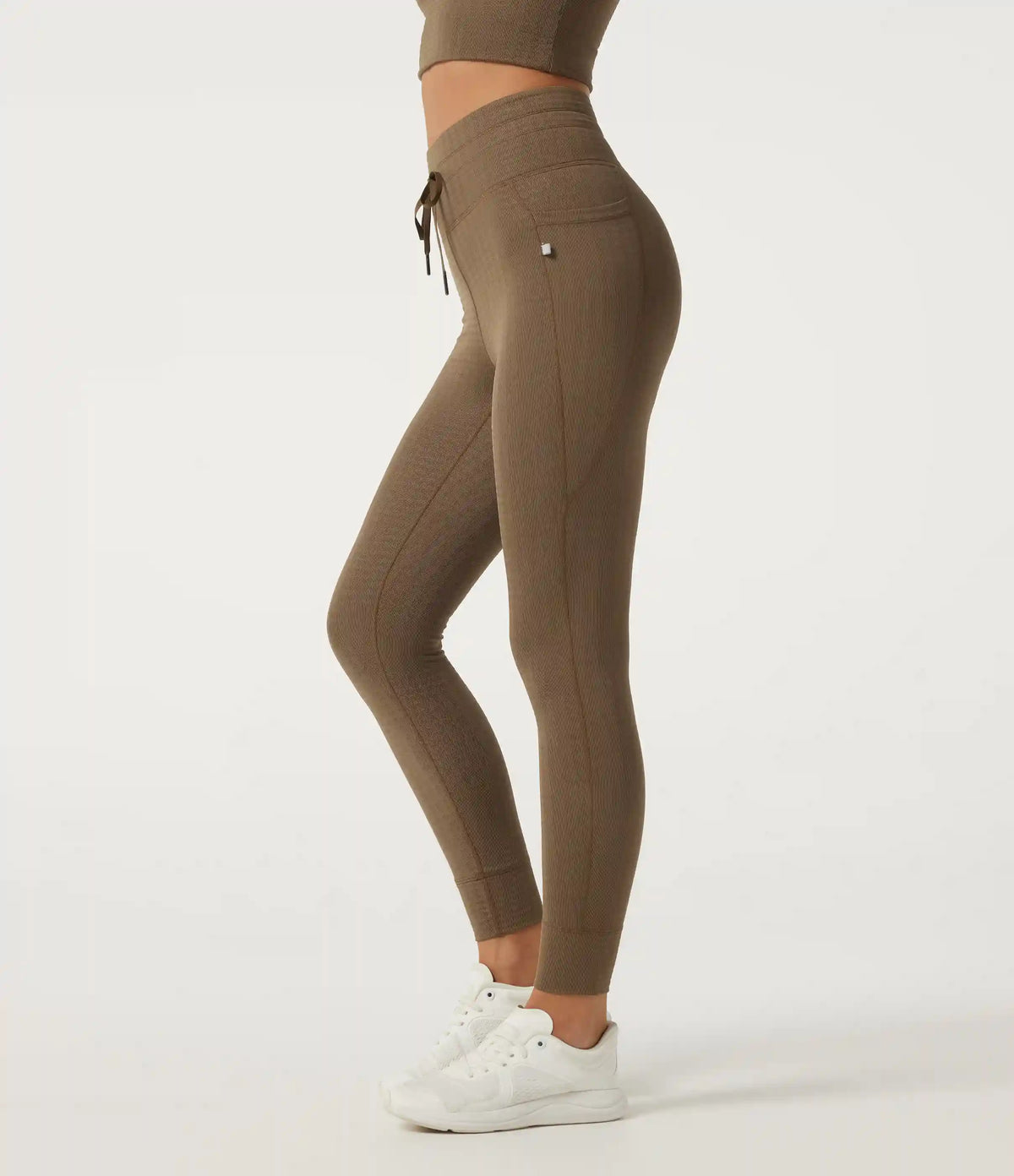 High Waisted Houndstooth Drawstring Yoga Legging with Pockets