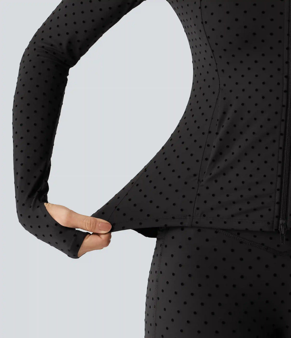 Halara UltraSculpt™ Stand Collar Long Sleeve Thumb Hole Pleated Polka Dot Yoga Jacket with Pockets