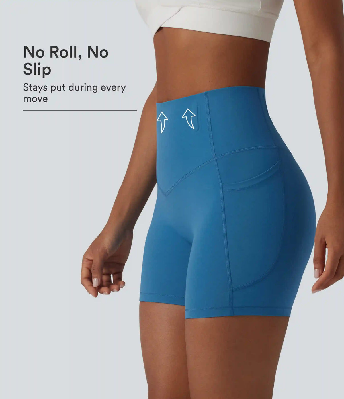 Halara UltraSculpt™ High Waisted Anti-Roll Tummy Control Shaping Workout Biker Shorts 5'' with Pockets