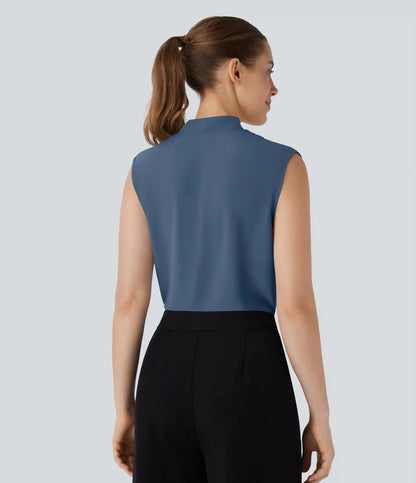 V Neck Sleeveless Work Blouse