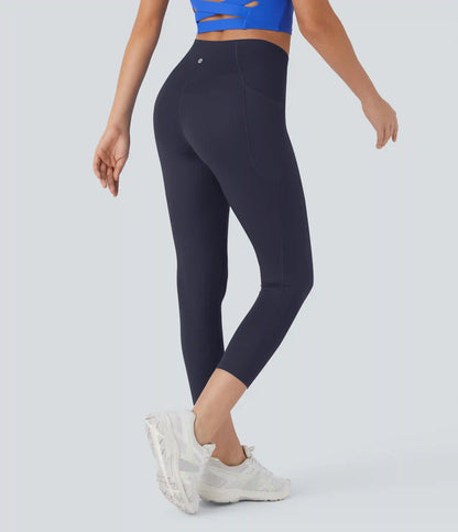SoftlyZero™ High Waisted Crossover Pocket Capri Yoga Leggings